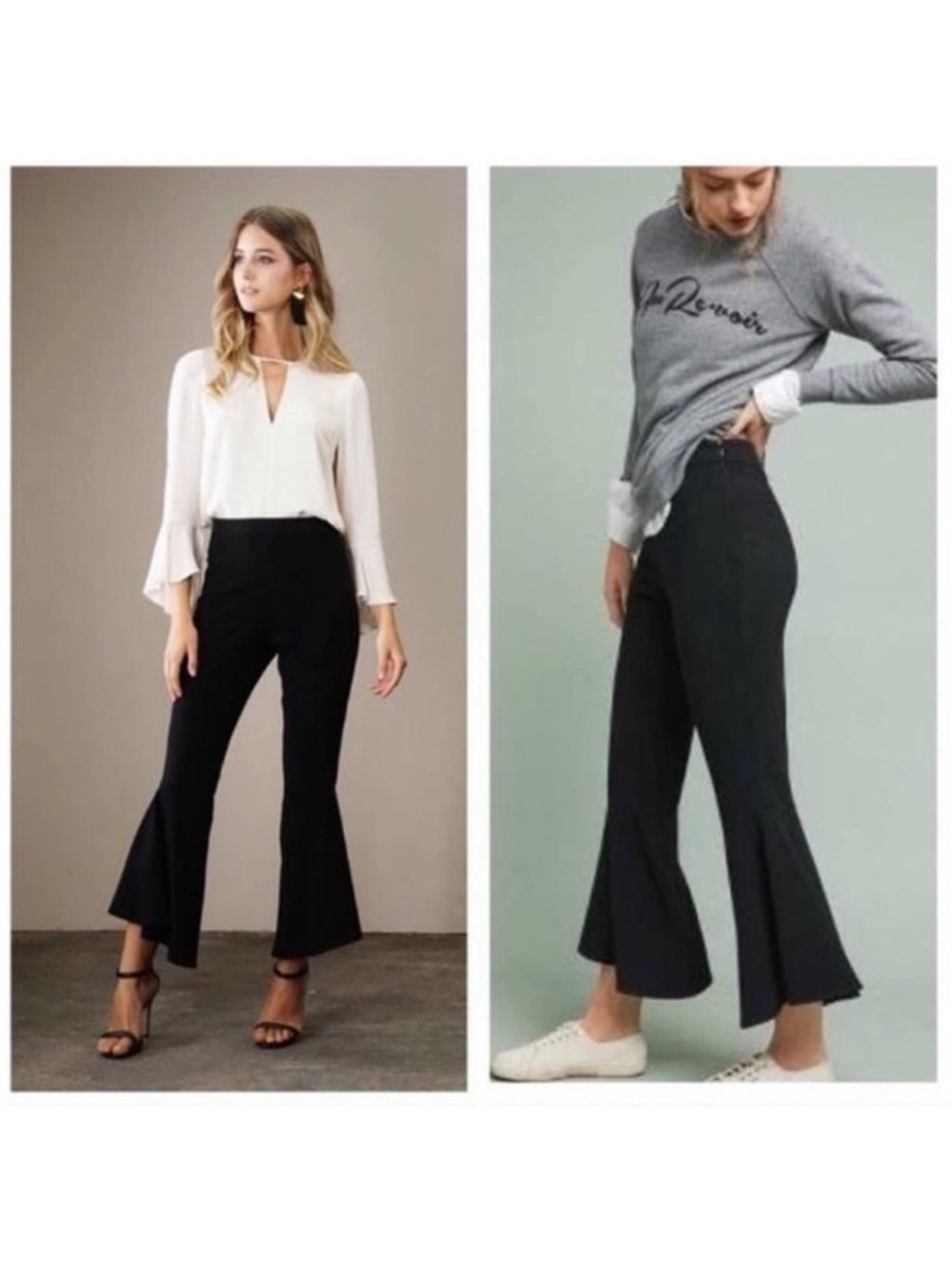 NWT Anthro Greylin Leni Frill Flared Pants Black sz XS Dress Pants Trousers
